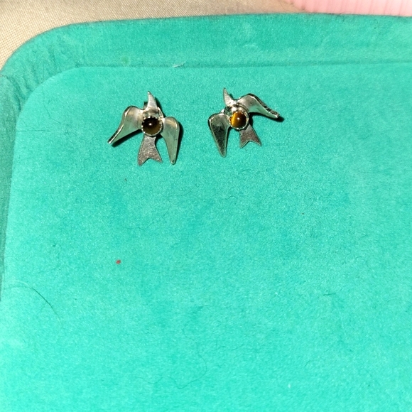 Sterling Silver Handmade Native American Dove Earrings - Picture 3 of 6